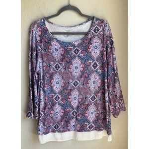 Talbots medallion all over print layered top size Large